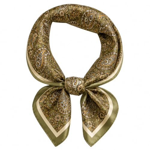 MAIRY Silk Scarfs For Women Lightweight Fashion Ladies Scarves Neckerchief Flower Print Silk Hair Wrap for Sleeping Paisley Bandanas GB070047
