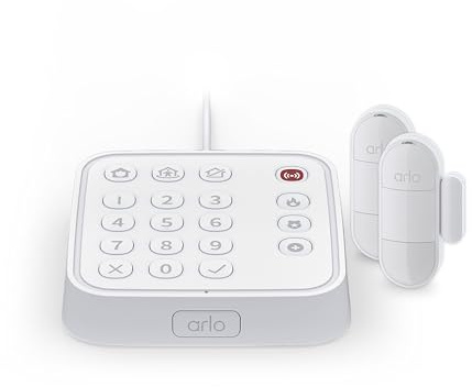 Arlo Sistema di sicurezza domestica, mozzo sensore tastiera cablata, (2) sensori 8 in 1, monitoraggio professionale 24/7 - Nessun contratto richiesto, installazione fai da te, sistema di allarme per