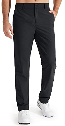 Libin Mens Golf Pants Stretch Work Dress Pants 30 Quick Dry Lightweight Business Casual Pant for Men Comfy Water Resistant, Black, 38W x 30L