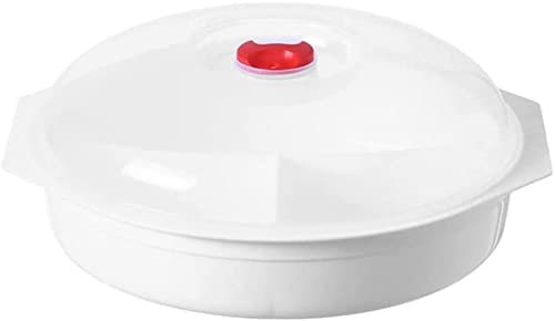 BaoT8YLu Mikrowellengeschirr mit Deckel Mikrowellenteller, BPA-frei, Geschirrspüler, Gefrierschrank Safe, 3L, Weiß/Klar(1pcs)