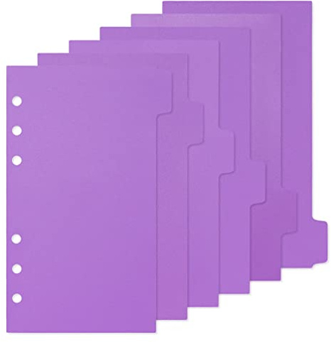 Tofficu Intercalaires A6 Pour Classeur 6 Anneaux 6 Feuilles Séparatrices En Polypropylène Violet Clair Onglets Pour Organisation De Documents À La Maison Bureau Et École