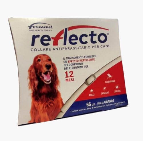 REFLECTO COLLARE ANTIPARASSITARIO CANE TAGLIA GRANDE 65cm CONTRO PULCI, ZECCHE, ZANZARE,FLEBOTOMI