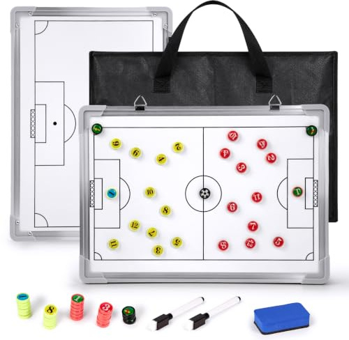 RoseFlower Tableau Football Tactique, Tableau Tactique Football Magnétique, Entraîneur Board avec Stylo Aimants, Tableau Stratégie Portable pour l'entraînement de Football et Les Compétitions