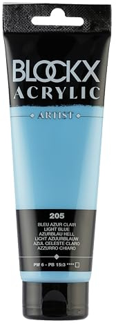 Blockx 60205BXC - Tube 120ml, feine Acrylfarbe, Acrylic Artist, deckend und satiniert, PW 6 PB 15:3 Hellblau Azurblau, 1 Stück