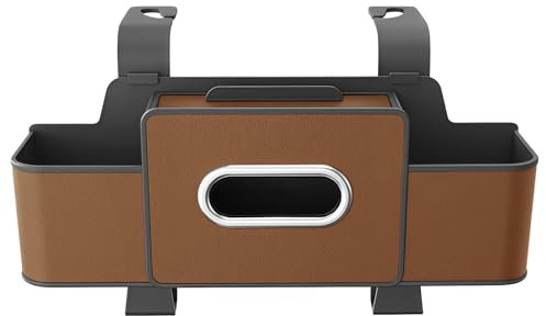 Wonninek Car Seat Cup Holder 4 in 1 - Stable Tissue Box - Compatible with Most Vehicles, Adjustable Car Organizer Hanging Storage Box - Leather Surface