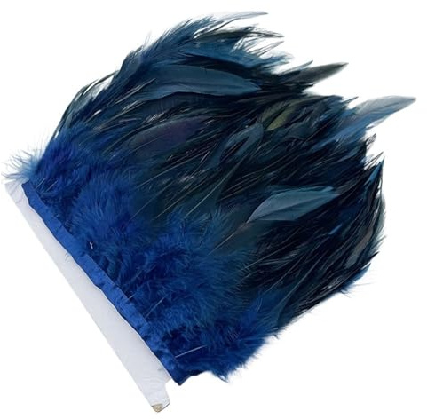 Plumes de poulet sauvages 1M, artisanat de décoration, plumes colorées faites à la main, ruban de fête, accessoires de décoration de mariage(Navy blue)