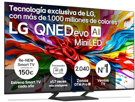 LG 85QNED93A6A – TV 85 Zoll, 4K QNED EVO, Smart TV, WebOS 25, leistungsstarker und intelligenter Prozessor, MiniLED AI, Super Upscaling, Dolby Vision und Atmos, Alexa/Google Assistant, Schwarz