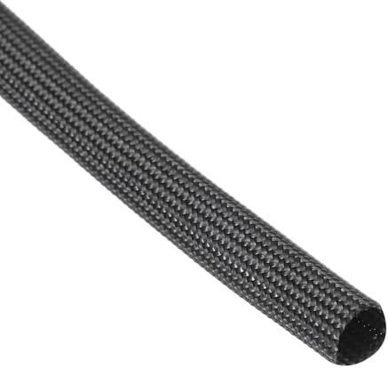 QUARKZMAN 1 Pz Intrecciata Guaina Per Cavi Elettrici, 5mm x 3 m, Guaina alta temperatura in fibre di vetro alcali-free, Tagliabile Nascondi Cavi, Cable Management Per TV, Auto, Casa, Nero