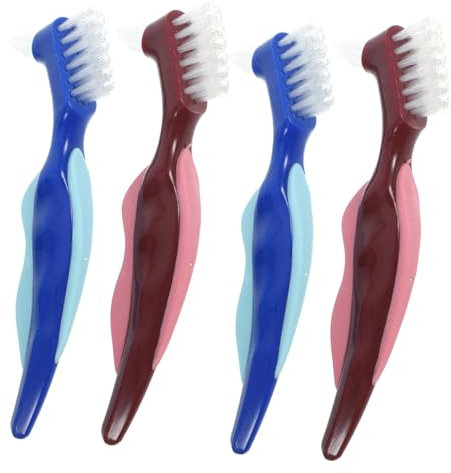 Mikinona 4pièces Brosse à Dents Pour Prothèse Dentaire Double Face Lot De Brosses Pour Nettoyage Et Soins Des Appareils Dentaires