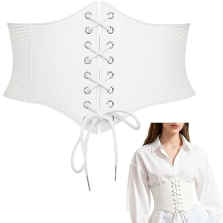 KSVFTB Women's Corset Belt, Tight Corset Elastic White Corsets, Highlighting Perfect Lines, Suitable for Halloween Parties Birthdays Themed Events Daily Styling