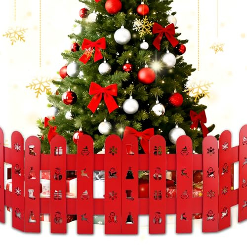 SilverChry Clôtures pour Sapin de Noël, Clôture de Noël, avec 8 Décorations Ajourées Telles Que Des Flocons de Neige et Des Rennes, Peut Être Utilisée Comme Décoration de Noël Dans Le Jardin et Salon