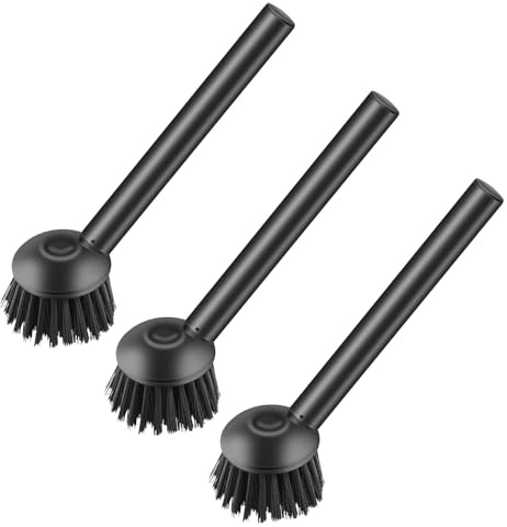 Vicloon Dish Brushes for Washing Up, 3 PCS Durable Bristle Washing Up Brush with Handle Deep Cleaning Brush for Pans, Pots, Kitchen Sink Cleaning, Black