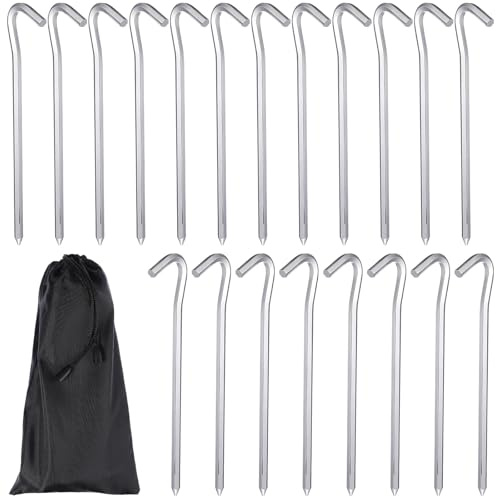 POPETPOP Picchetti per Tende in Lega di Alluminio Ganci Antiscivolo Set da 20 Pezzi da 18 CM Sacchetto Porta Picchetti Resistenti per Campeggio Giardino Spiaggia e Uso Esterno