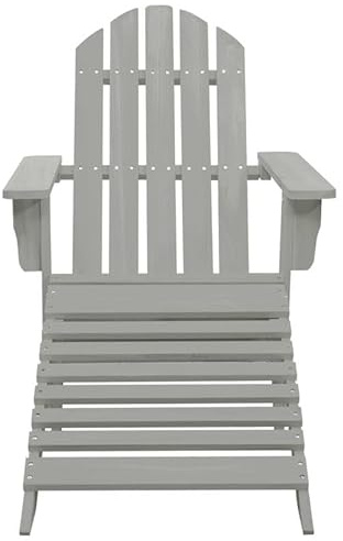 Eleganz Sillón de jardín con reposapiés de madera, silla de jardín gris para terraza y balcón, duradera y resistente a la intemperie, cómoda tumbona de relax para relajación al aire libre