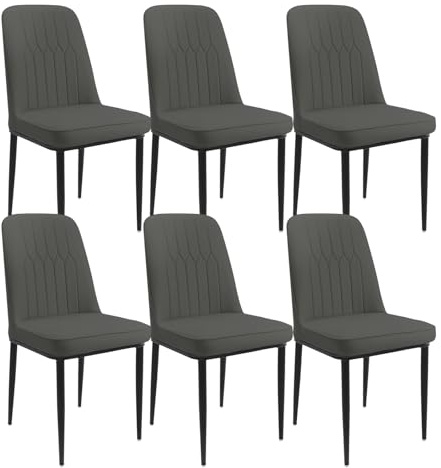 Durrafy Set di 6 Sedie da Pranzo,Sedie Imbottite Moderne in Ecopelle, Sedie con Robuste Gambe in Metallo, Adatte per sala da Pranzo, Cucina e Soggiorno, Grigio