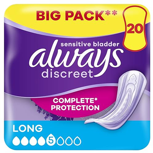 Always Discreet Incontinence Pads Women, Long, 20