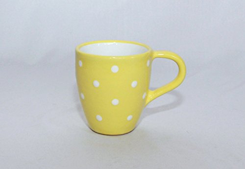 Café au lait Tasse jaune en céramique avec pois blancs peints