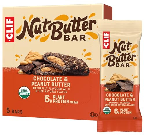 CLIF Nut Butter Bar - Chocolate Peanut Butter - Energy Snack Bars - Non-GMO - USDA Organic - Plant Based - Low Glycemic - 1.76 oz. (5 Pack)