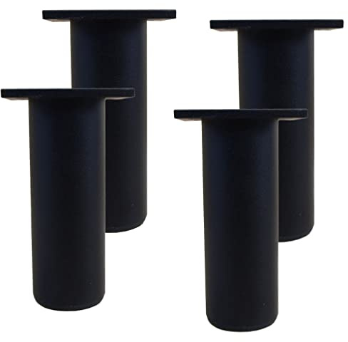 Lot de 4 pieds de meubles de cuisine en Aluminium - Réglables - Ronds - pied de support pour canapé de meuble capacité de charge 100 kg-12cm-Noir