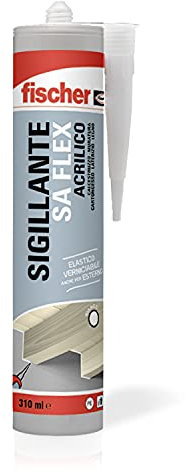 Fischer SA FLEX Sigillante Elastico Bianco Acrilico Interni ed Esterni, Finitura Liscia, Verniciabile, per Facciate, Giunti, Legno, Plastica, Inodore, 552330
