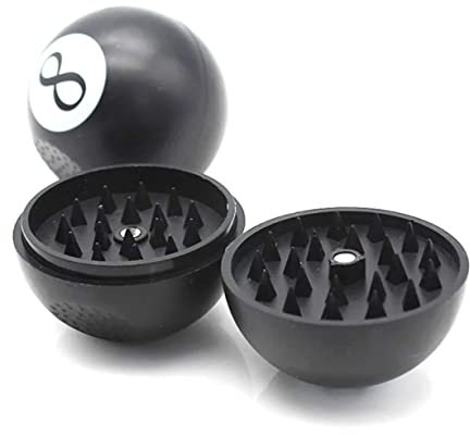 Broyeur à épices manuel Ø 56 mm en forme de boule 8, avec aimant, 2 pièces, plastique noir, pour la maison et les déplacements