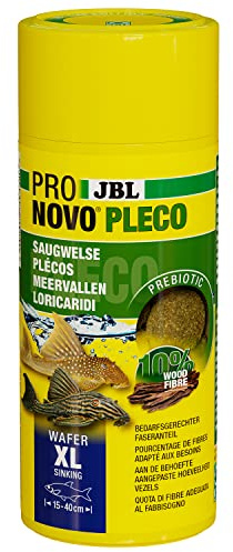 JBL PRONOVO PLECO WAFER, Comprimés Alimentaires avec part de Bois pour Locaridés Herbivores de 15-40 cm, Aliment pour Poissons, taille XL, 250 ml