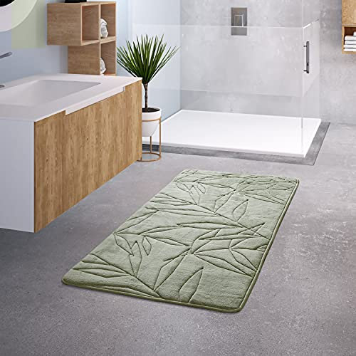 TT Home Badezimmer Badematte Duschmatte rutschfest Waschbar Memory Schaum Stein Muster, Farbe:Grün, Größe:60x100 cm