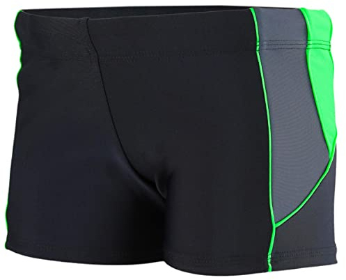 Aquarti Herren Badehose Kurz mit Kontrastpaspel, Farbe: 07 Schwarz/Graphit/Grün, Größe: XXL