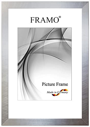 FRAMO Cornice foto 40 x 60 cm in legno massello | Grigio argentoo | Bordo esterno nero | Colore/dimensione selezionabile | cornici per manifesti | Puzzle | Poster | N°071