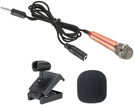 PATIKIL Mini Microfono Portatile Vocale Microfono Rose Oro per Voce Registrazione e Canto con Mic Stand e Copertura 1pz