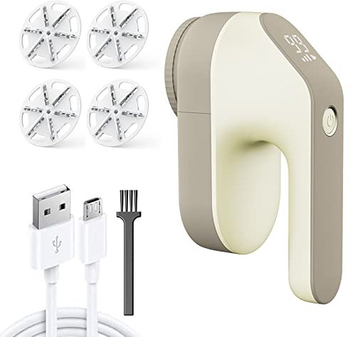 Rasoir Anti-Bouloche Électrique, 3 Vitesses réglables 4 Lames incluses Rapide et Efficace Retire Peluche et Bouloches Rechargeable pour Vêtement Maison