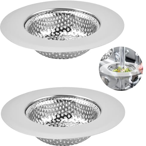2 stycken avloppssil för diskho rostfritt stål dräneringssil diskbänk, diskbänk sil igensättningsskydd kök avlopp handfat och hårfångare (11,5 x 6 x 2,5 cm)