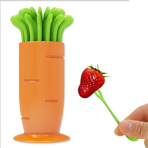 30 pezzi Aperitivo Accessori, Set Forchetta da Frutta per Carota, Mini Forchette da Frutta, Mini Forchette e Spiedini per Alimenti, Forchette da Frutta, Mini Forchette da Dessert (Carota)