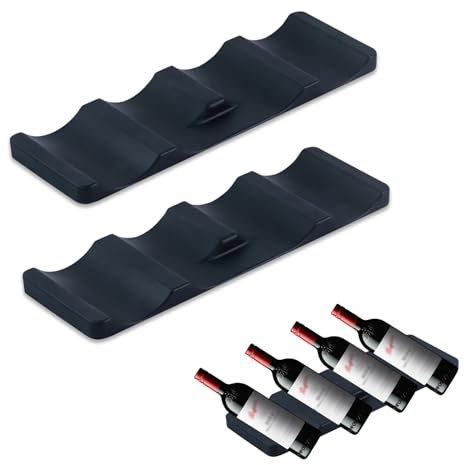 DHSWNNG 2 Stück Flaschenhalter Kühlschrank, Silikon Kühlschrank Flaschenablage Flaschenregal Stapelbar Kühlschrank Organizer Flaschen für Küche Speisekammer (Schwarz)