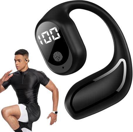 Generico Cuffie di conduzione ossea - Auricolare auricolare auricolare aperto, adattamento leggero a prova di sudore | Collegamento stabile, suono bilanciato trasparente, prestazioni lunghe della bat