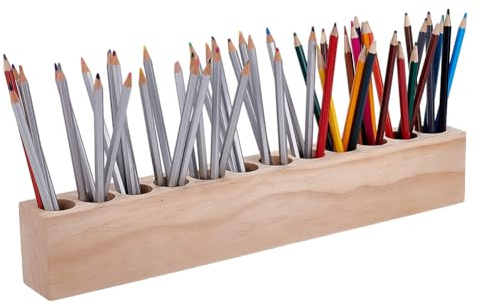 UNICRAFTALE Holz Buntstifthalter Wachsmalstifthalter Mit 12 Loch Stifte Organizer Aufbewahrung Für Kinder Aufbewahrungsbehälter Stifthalter Für Buntstifte Marker Wachsmalstifte Schreibtischzubehör