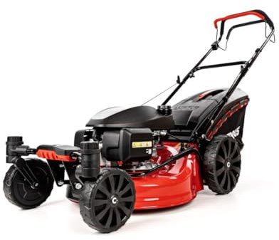 Hahn & Sohn Cortacésped de gasolina Cedrus AL, ancho de corte autopropulsado, carcasa de aluminio, función de mantillo, cesta de 65 L, motor fuerte, expulsión trasera, jardín, hasta 1800 m², arranque