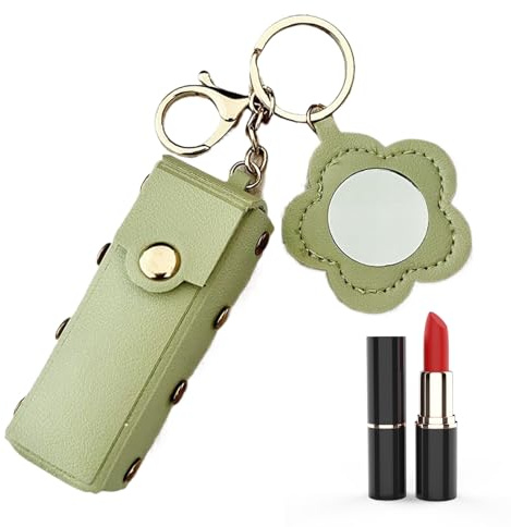 Porte-Rouge À Lèvres avec Miroir | Porte-Baume À Lèvres en Cuir PU - Organisateur de Rangement pour Maquillage, Trousse Cosmétique, Femmes, Filles et