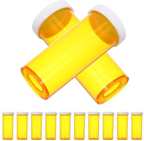 UKCOCO Set da 25 Mini Bottiglie Portatili per Medicinali Coperchio Contenitori Vuoti Piccoli e Leggeri per Conservazione e Organizzazione Farmaci per Viaggi ed Emergenze