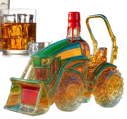 Traktorkaraff, traktorformad vinflaska, whiskybehållare i med stopp, dekorativ kristallkaraff med design, bar familj skåp display, present till whiskyälskare