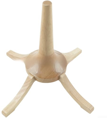 Support portable en bois pour trompette et saxophone soprano avec design compact et peu encombrant, structure stable en croix, coussinets en silicone antidérapants (petit support de trompette)