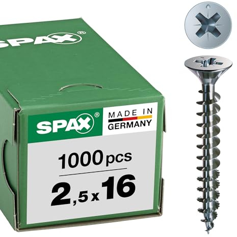 Spax – Universal Screw Countersunk Head Phillips Z 4Cut Full Thread Galvanised Blank A2J – 1081010350123, 0/1030/001/2,5/16/ /01