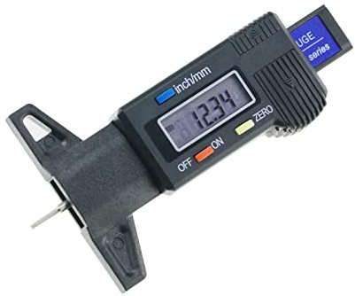 FamilyMall Digital Tiefenmesser Messchieber Profiltiefenmesser LCD Reifen Profilmesser