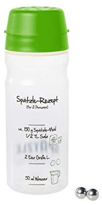 Spätzle-Shaker (GRÜN) für 2 Portionen selbstgemachte Spätzle (675ml) Spätzlepresse und Mixer in einem Fürs einfache Spätzle machen Das patentierte Original
