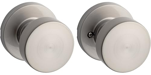 Kwikset Pismo Interior Passage Door Knob, Handle For Closet and Hallway Doors, Non-Locking Doorknob in Satin Nickel, with Microban Protection