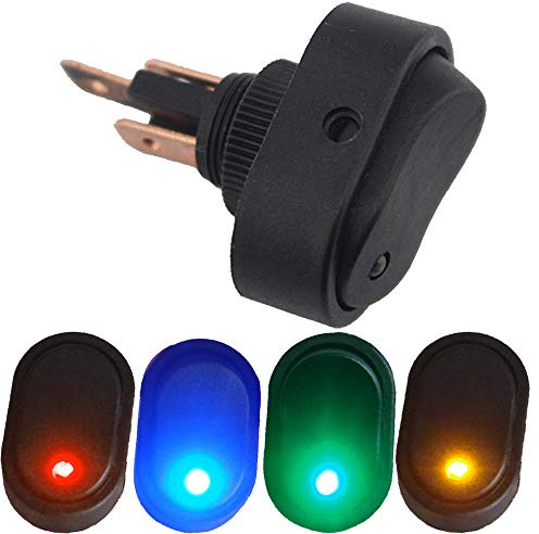 Mintice 4 X 12V 30A Bleu Rouge Vert Jaune Voiture Moto Bouton d'éclairage de l'interrupteur à Bascule à Bascule LED on Off SPST 3Pin