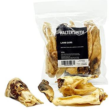 Walter Smith Natural Lamb Ears 100g – 100% Natural Dog Treat – No Artificial Colours or Preservatives – Natural Dog Chew