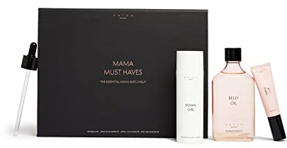 HATCH Mama Must Haves Kit - Belly Oil, Nipple + Lip Rescue Balm, and Down Girl Soothing Leg + Foot Relief - 3 Piece Set - Maternity Essentials