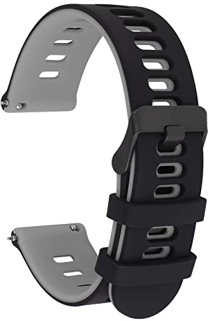 Cobee Silicone Rubber Watch Bands, Quick Release Sport Watch Replacement Straps, Universal Smart Watchband with Black Stainless Steel Buckle for Men Women (22mm, Black-Gray)