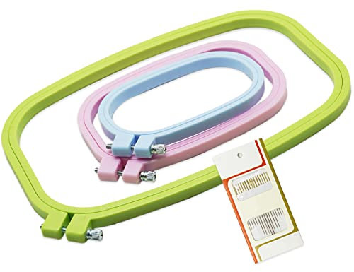 SZCXDKJ 3 Size Colorful Embroidery Hoop Rectangle Square Embroidery Frame Cross Stitch Hoop Sewing Tool for Art Craft Handy Sewing (Multicolor)